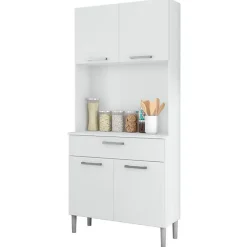 Buffet de Cuisine - KITS PARANA - 4 Portes 1 Tiroir - Blanc - Largeur 80 cm - Hauteur 180 cm