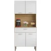 Buffet de Cuisine 4 Portes 1 Tiroir Chêne et Blanc L 74.5 H 170.5 P 36.3 cm - L 74.5 x l 36.3 x H 170.5 cm