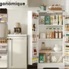 Buffet de cuisine blanc 128,5 cm, LED, 2 portes battantes, étagères réglables, pratique pour salle a manger ou salon