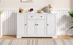 Buffet de cuisine multifonction avec portes et étagères réglables, design moderne, anti-basculement, idéal pour cuisine et salon