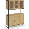 Buffet de cuisine vitré 120 CM DETROIT meuble vaisselier 6 portes design industriel + tiroir