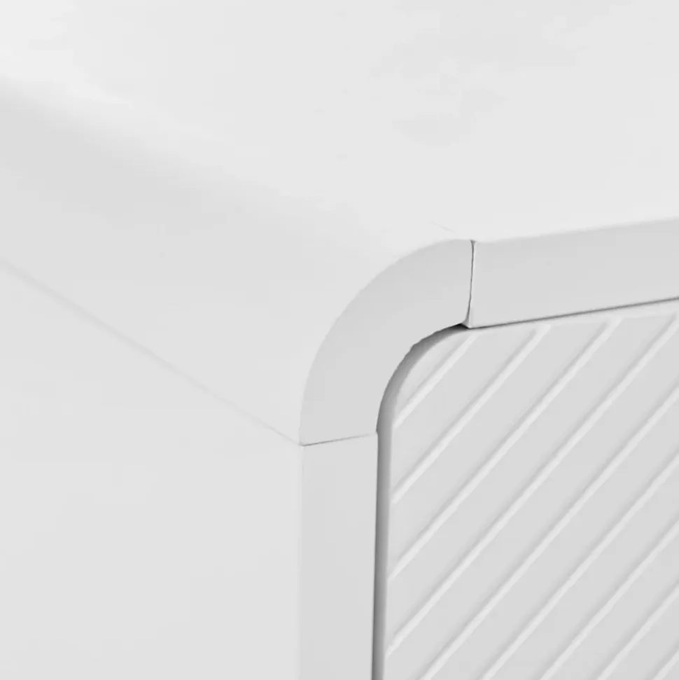 Buffet de Rangement 4 Portes avec Système Anti-Basculement, design Moderne et Minimaliste, Salon et entrée, Blanc, 152x40x76,5 cm