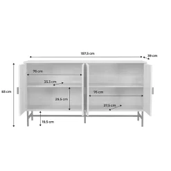 Buffet de rangement noir. Bazalt. quatre portes. deux étagères. buffet haut. vaisselier. L 157.5 x l 39 x H 83cm