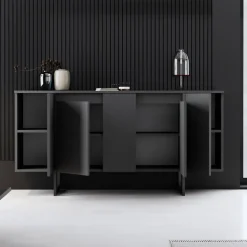 Buffet design noir 4 portes - BORAS