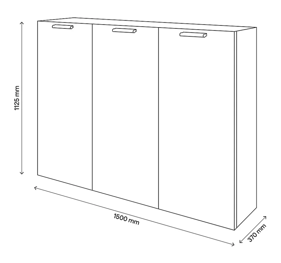 Buffet effet chêne 9 cases 3 portes blanches GoodHome Atomia H. 112,5 x L. 150 x P. 37 cm