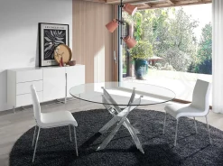Buffet en bois blanc et acier chromé