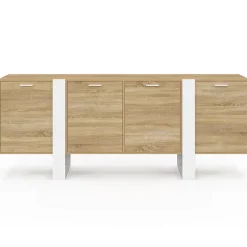 Buffet enfilade 200 cm PHOENIX XXL 4 portes bois et blanc