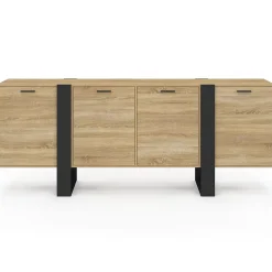 Buffet enfilade 200 cm PHOENIX XXL 4 portes bois et noir