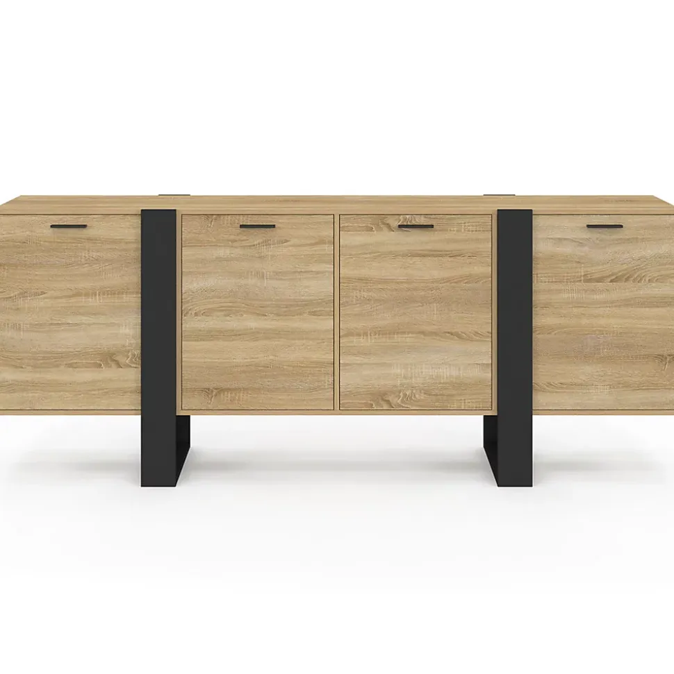 Buffet enfilade 200 cm PHOENIX XXL 4 portes bois et noir