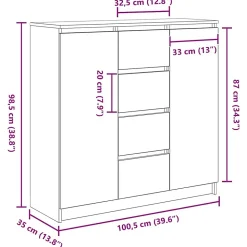 Buffet et tiroirs chêne sonoma 100,5x35x98,5 cm bois ingénierie vidaXL