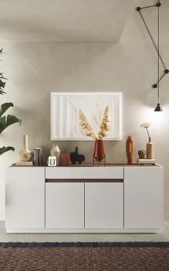 Buffet FANTASY Blanc laqué/chêne Mercure 205 cm