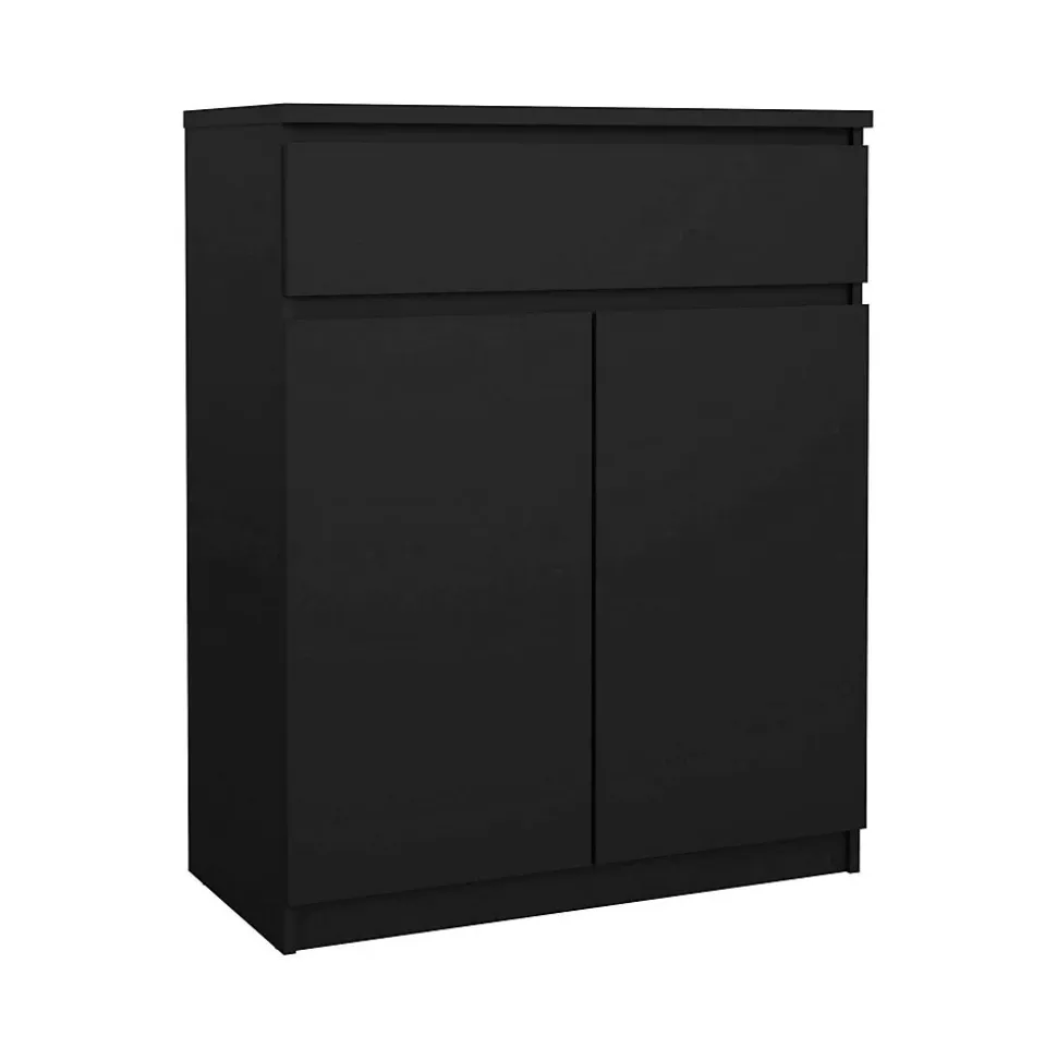 Buffet Genziana, Buffet du salon, Commode de salon, Garde-manger de cuisine, 80x40 h100 cm, Noir