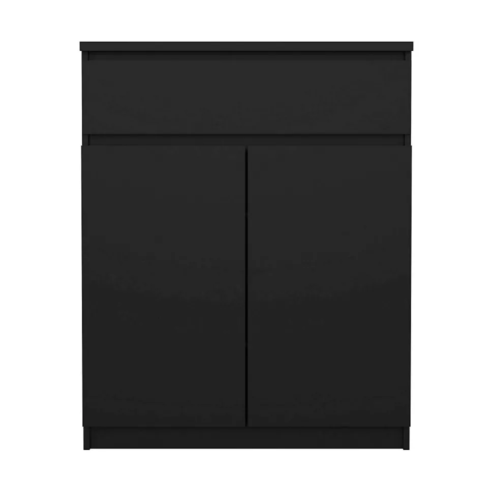 Buffet Genziana, Buffet du salon, Commode de salon, Garde-manger de cuisine, 80x40 h100 cm, Noir