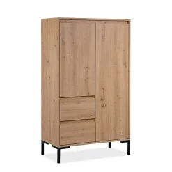 Buffet Haut 2 Portes 2 Tiroirs et 2 Étagères H139 cm - PLOCK