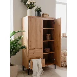 Buffet Haut 2 Portes 2 Tiroirs et 2 Étagères H139 cm - PLOCK