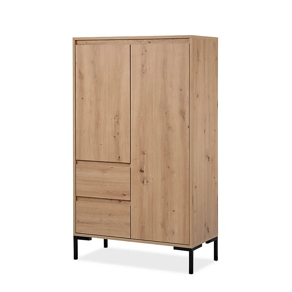 Buffet Haut 2 Portes 2 Tiroirs et 2 Étagères H139 cm - PLOCK