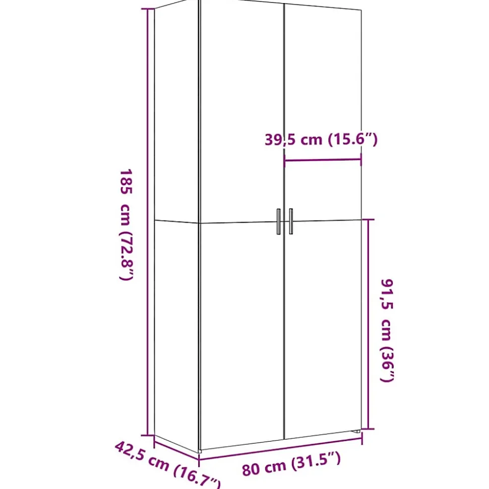 Buffet haut blanc 80x42,5x185 cm bois d'ingénierie vidaXL