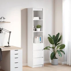 Buffet haut blanc 37,5x35x180 cm bois d'ingénierie vidaXL