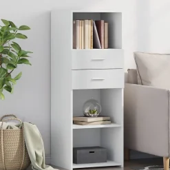 Buffet haut blanc 45x42,5x124 cm bois d'ingénierie vidaXL