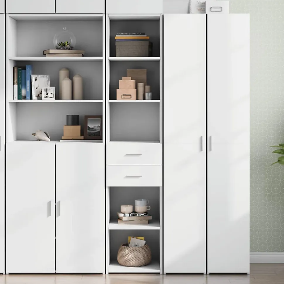 Buffet haut blanc 40x42,5x185 cm bois d'ingénierie vidaXL