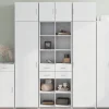 Buffet haut blanc 70x42,5x185 cm bois d'ingénierie vidaXL