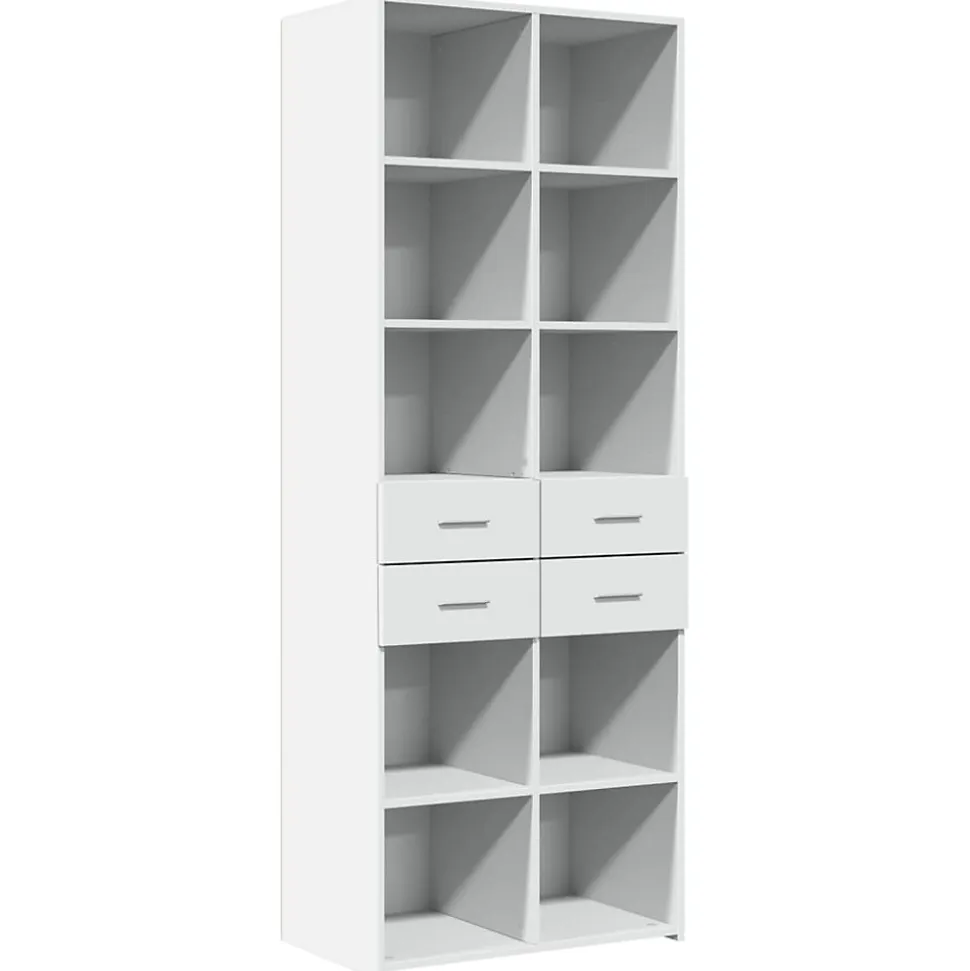 Buffet haut blanc 70x42,5x185 cm bois d'ingénierie vidaXL