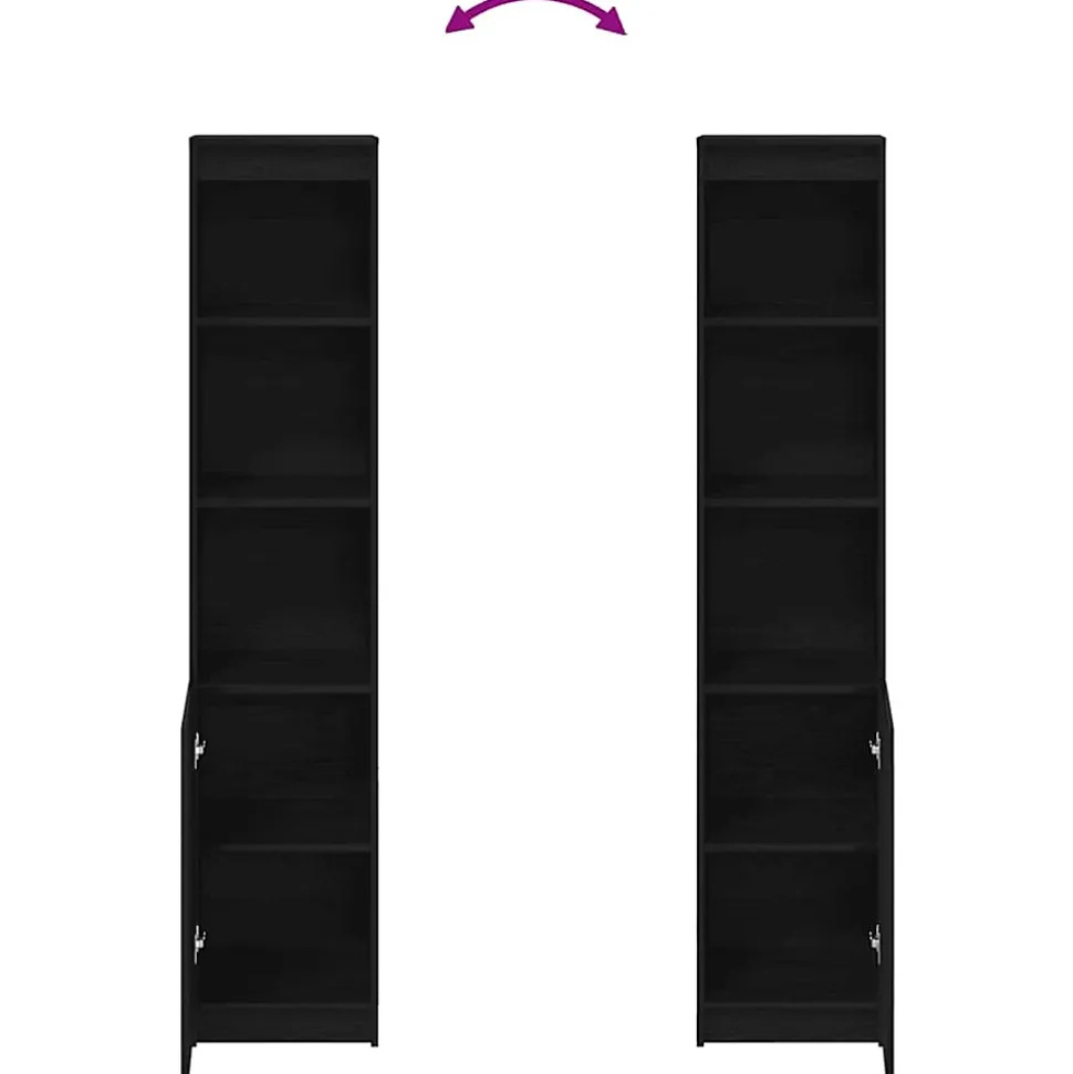 Buffet haut chêne noir 37,5x35x180 cm bois d'ingénierie vidaXL