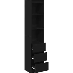 Buffet haut chêne noir 37,5x35x180 cm bois d'ingénierie vidaXL