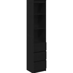 Buffet haut chêne noir 37,5x35x180 cm bois d'ingénierie vidaXL