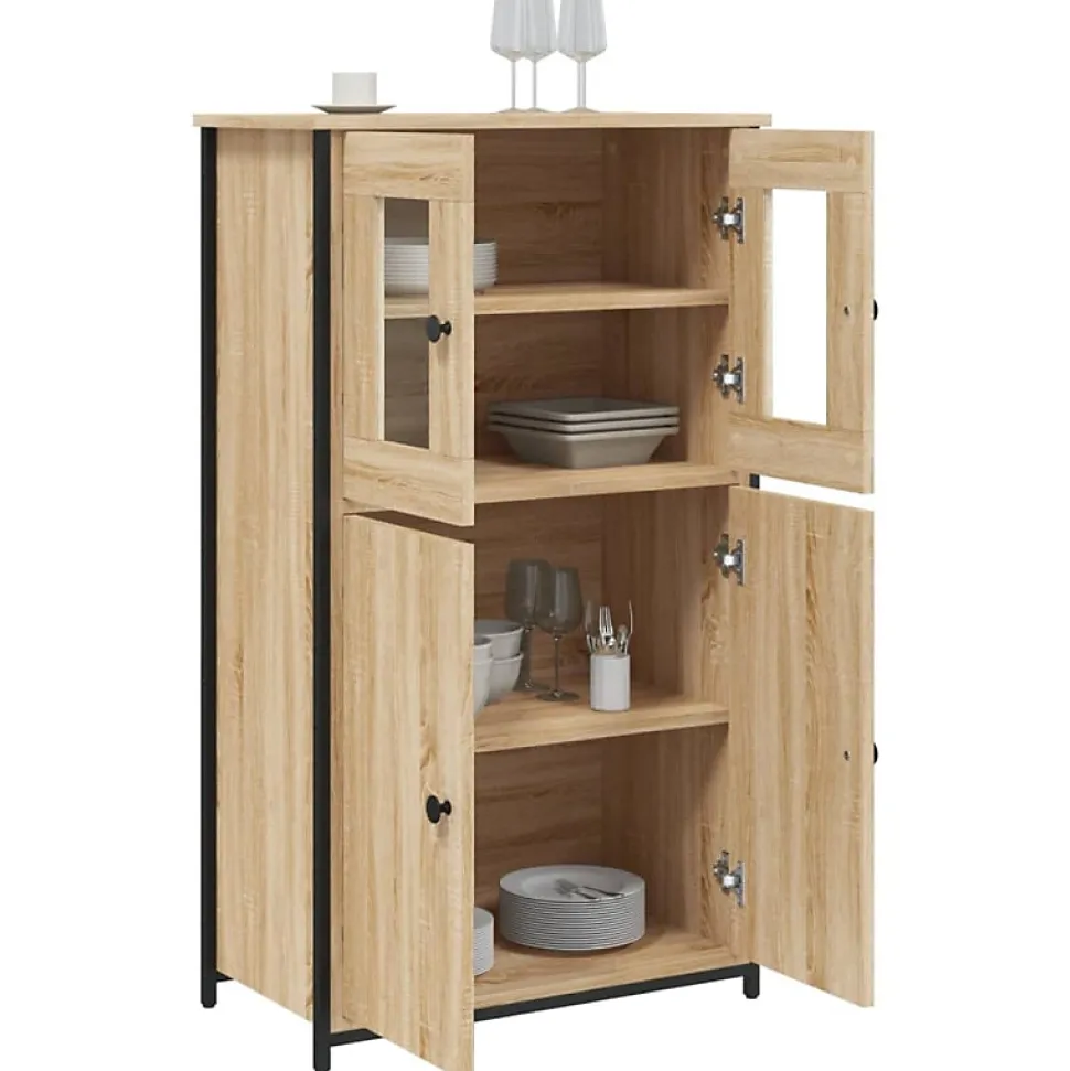Buffet haut chêne sonoma 62x32x106,5 cm bois d'ingénierie vidaXL