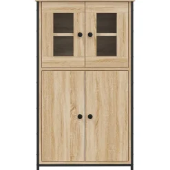 Buffet haut chêne sonoma 62x32x106,5 cm bois d'ingénierie vidaXL