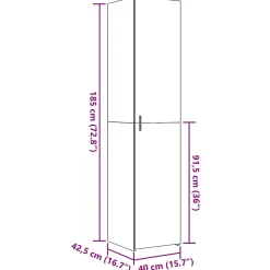 Buffet haut chêne sonoma 40x42,5x185 cm bois d'ingénierie vidaXL