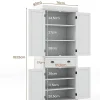Buffet Haut de Cuisine avec 4 Portes et 2 Tiroirs Étagères Réglables pour Salle à Manger Cuisine Blanc