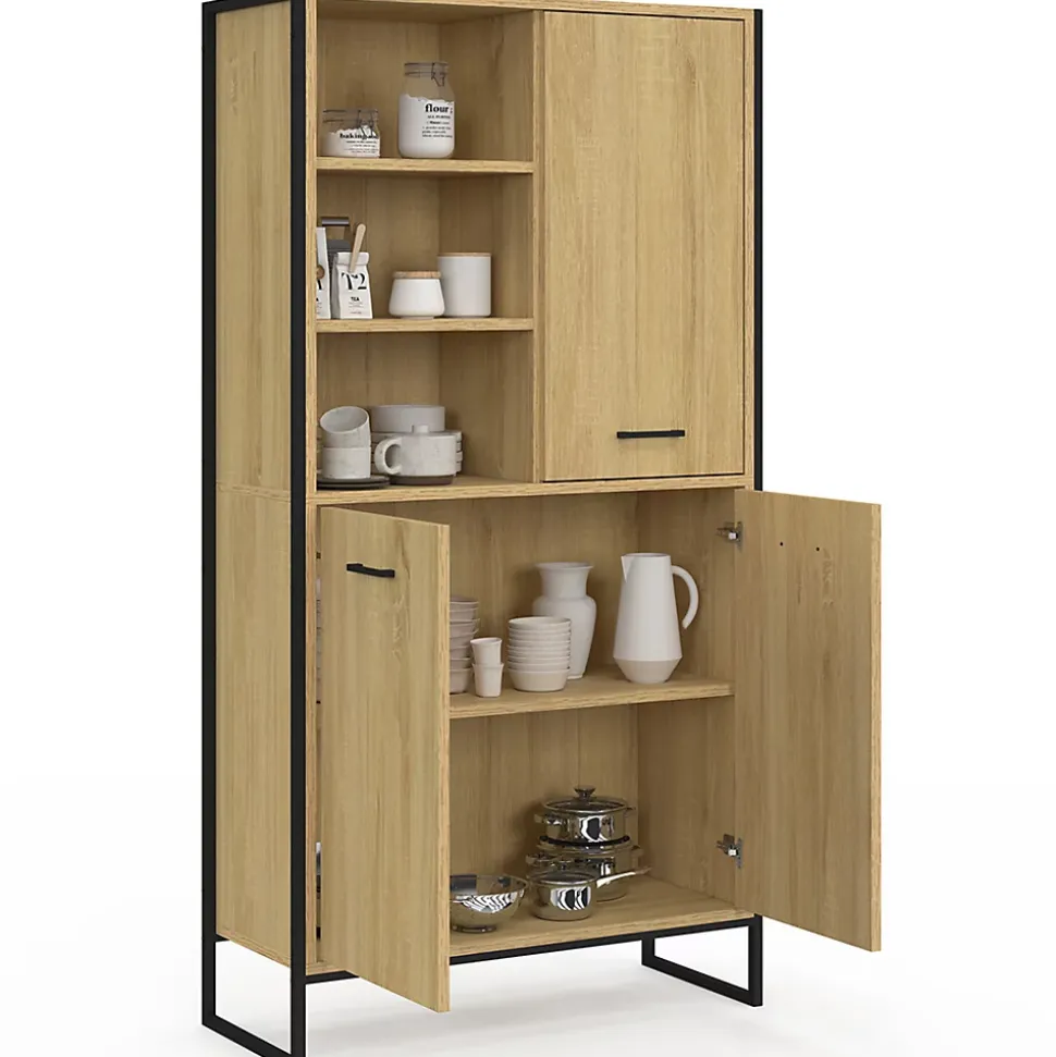 Buffet haut H. 160 cm DETROIT 3 portes design industriel