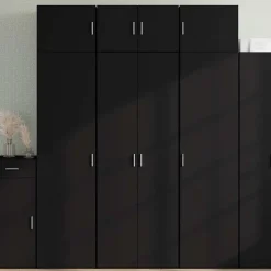 Buffet haut noir 70x42,5x185 cm bois d'ingénierie vidaXL