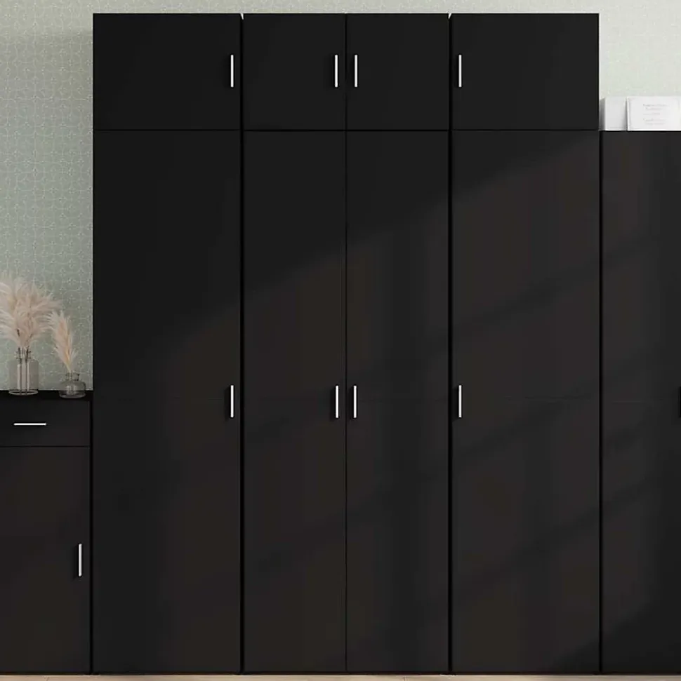 Buffet haut noir 70x42,5x185 cm bois d'ingénierie vidaXL