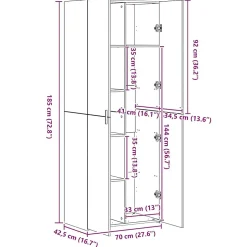 Buffet haut noir 70x42,5x185 cm bois d'ingénierie vidaXL
