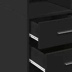Buffet haut noir 70x42,5x185 cm bois d'ingénierie vidaXL