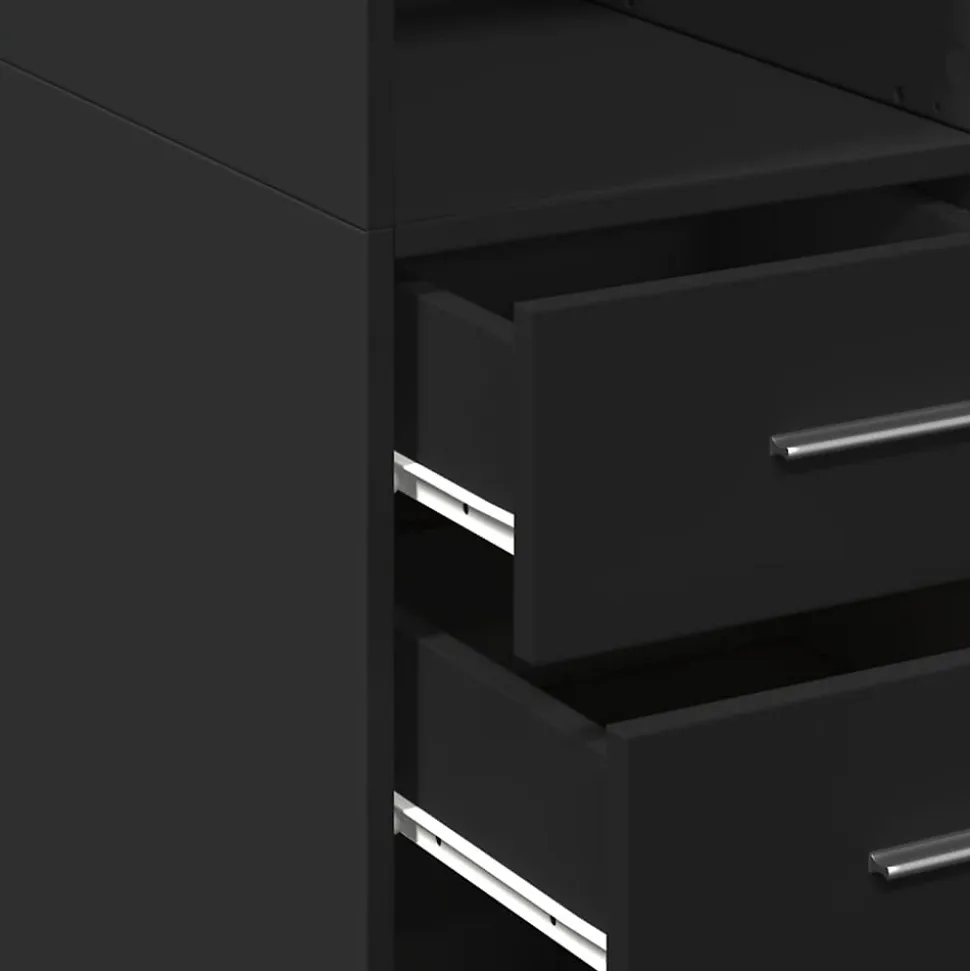 Buffet haut noir 70x42,5x185 cm bois d'ingénierie vidaXL