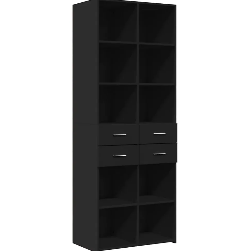Buffet haut noir 70x42,5x185 cm bois d'ingénierie vidaXL