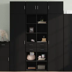 Buffet haut noir 70x42,5x185 cm bois d'ingénierie vidaXL