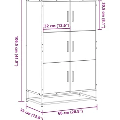 Buffet haut noir 68x35x106,5 cm bois d'ingénierie et métal vidaXL
