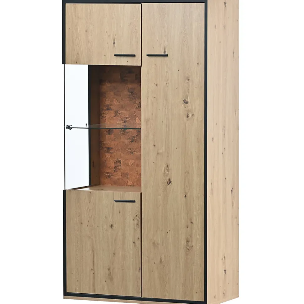 Buffet haut vitrine moderne avec éclairage LED 150Hx78Lx40Tcm