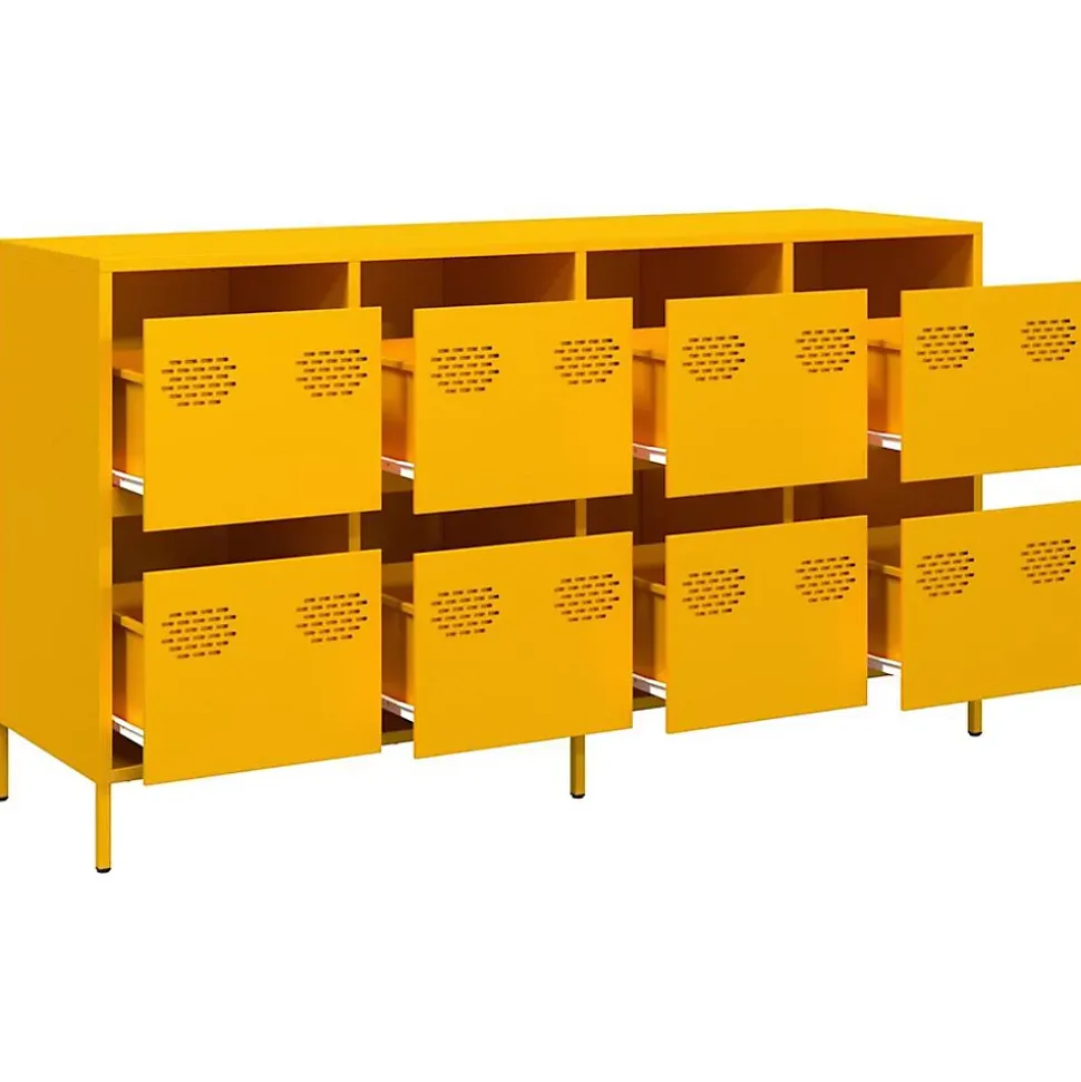 Buffet jaune moutarde 135x39x73,5 cm acier laminé à froid vidaXL