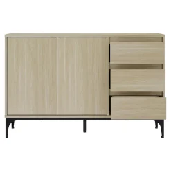 Buffet Kistiandi 77 x 120 x 40 cm effet chêne clair en.casa