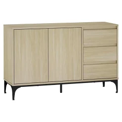 Buffet Kistiandi 77 x 120 x 40 cm effet chêne clair en.casa