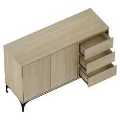 Buffet Kistiandi 77 x 120 x 40 cm effet chêne clair en.casa