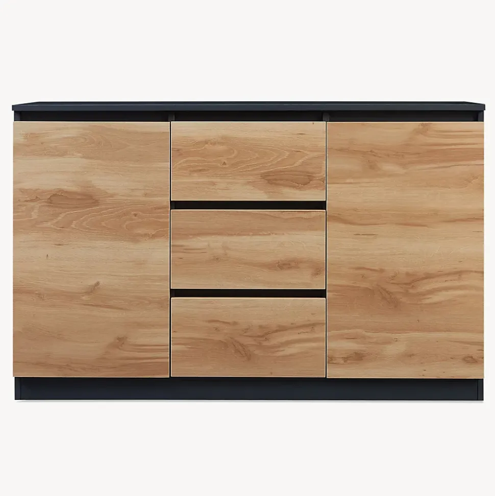 Buffet Kyr 120 x 40 x 75 cm chêne rustique / noir en.casa