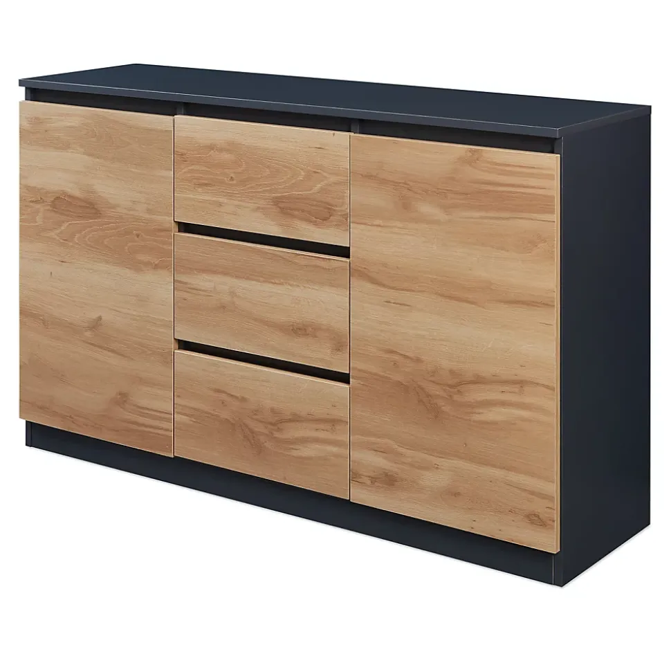 Buffet Kyr 120 x 40 x 75 cm chêne rustique / noir en.casa