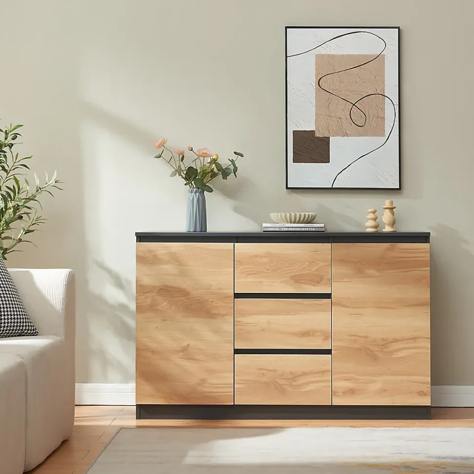 Buffet Kyr 120 x 40 x 75 cm chêne rustique / noir en.casa